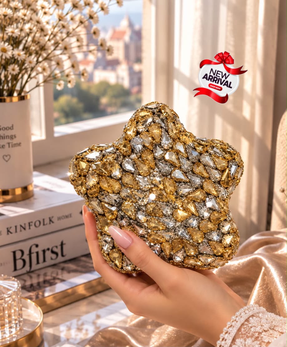 Women's Medium Clutch Bag – Stylish Occasion Handbag (Gold Yellow)