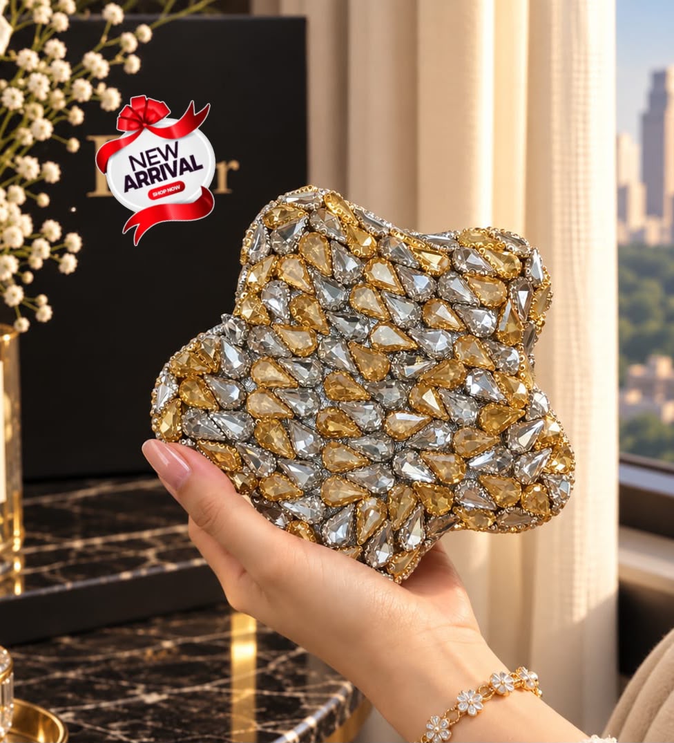 Women's Medium Clutch Bag – Stylish Occasion Handbag (Gold Silver)