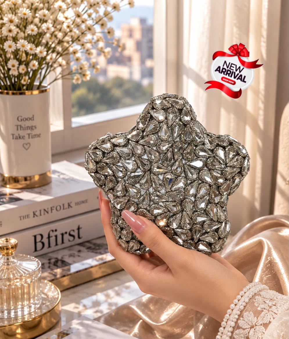 Women's Medium Clutch Bag – Stylish Occasion Handbag (Silver)