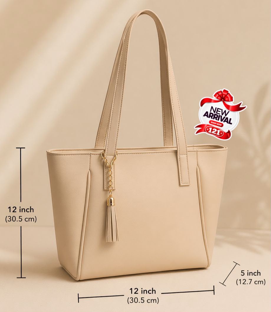 Big Size Tote Bag for Girls – Stylish Large Everyday Tote (Cream)