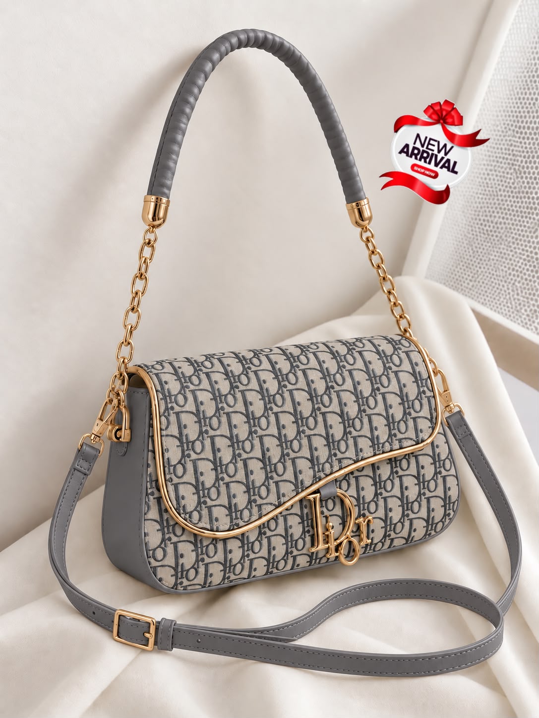 D Crossbody Bag for Girls – Stylish Medium Shoulder Bag (Grey)