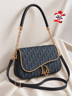 D Crossbody Bag for Girls – Stylish Medium Shoulder Bag (Black)