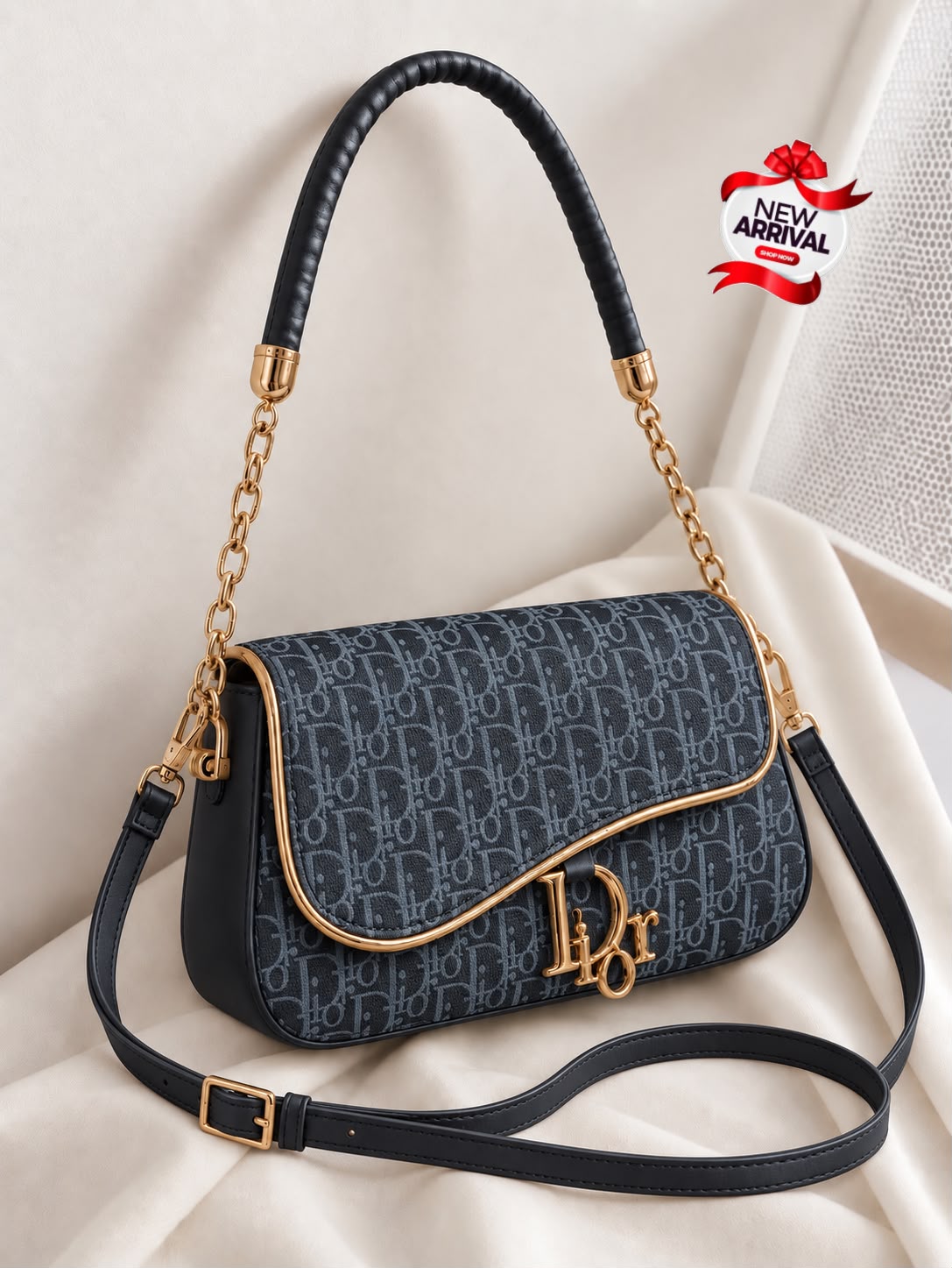 D Crossbody Bag for Girls – Stylish Medium Shoulder Bag (Black)