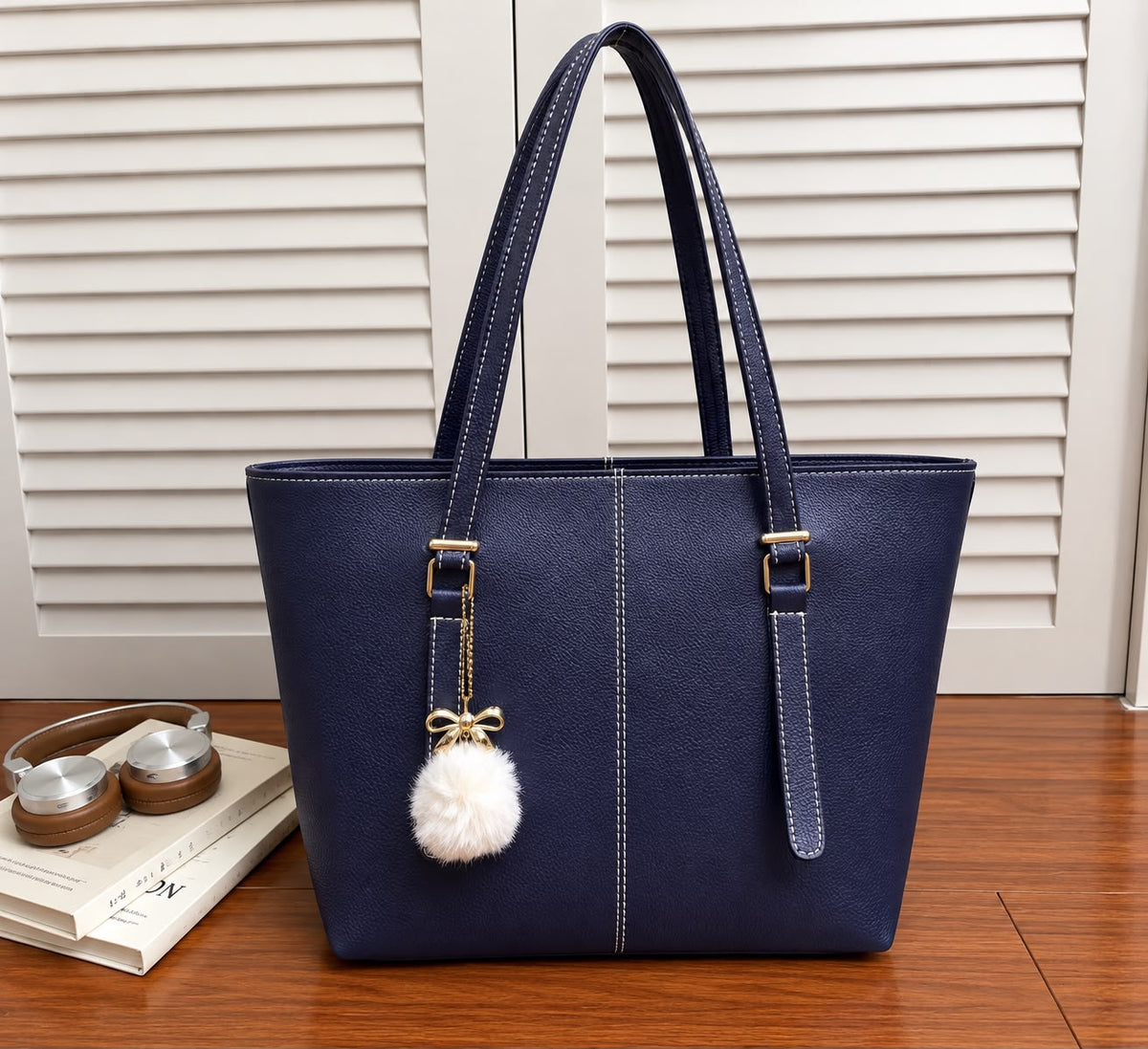 Master Quality PU Tote Bag for Women – Large Everyday Tote (Blue)