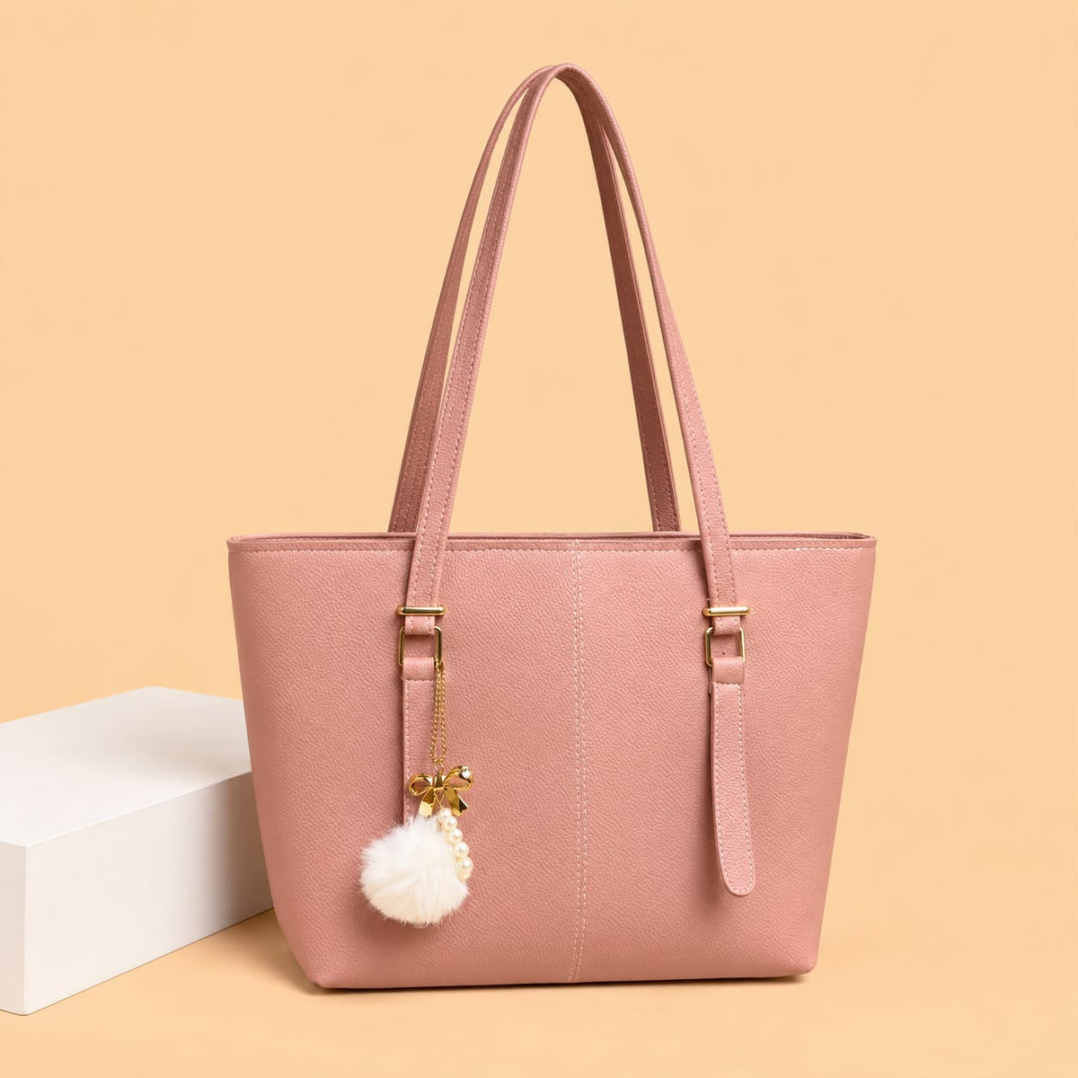 Master Quality PU Tote Bag for Women – Large Everyday Tote (Pink)