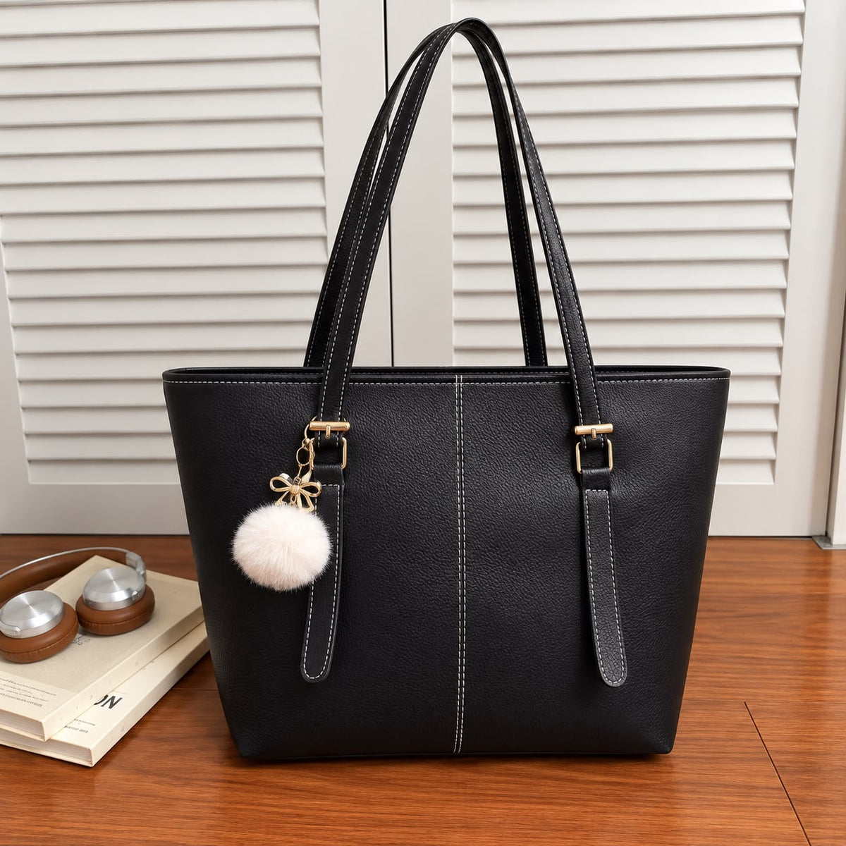 Master Quality PU Tote Bag for Women – Large Everyday Tote (Black)