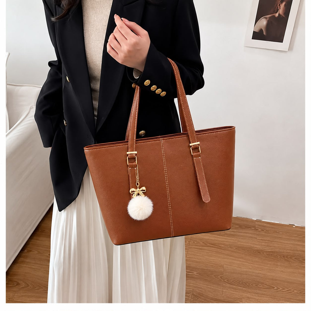 Master Quality PU Tote Bag for Women – Large Everyday Tote (Mustard)
