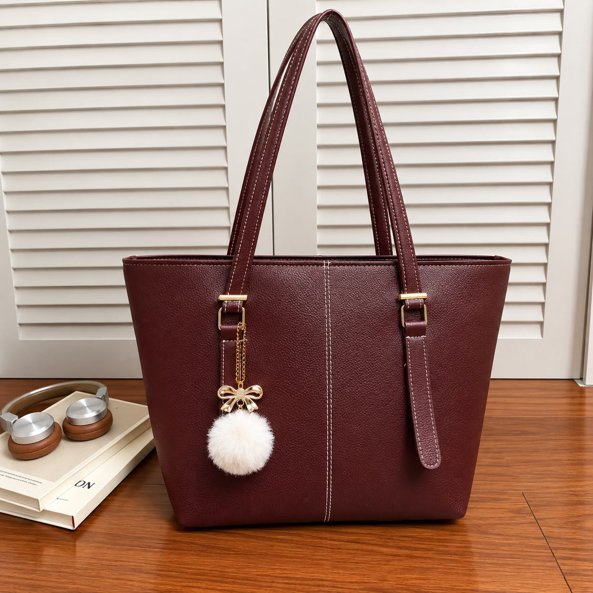 Master Quality PU Tote Bag for Women – Large Everyday Tote (Brown)