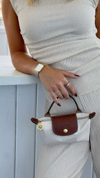 L-C Mini Crossbody Bag for Girls with Long Strap (White)