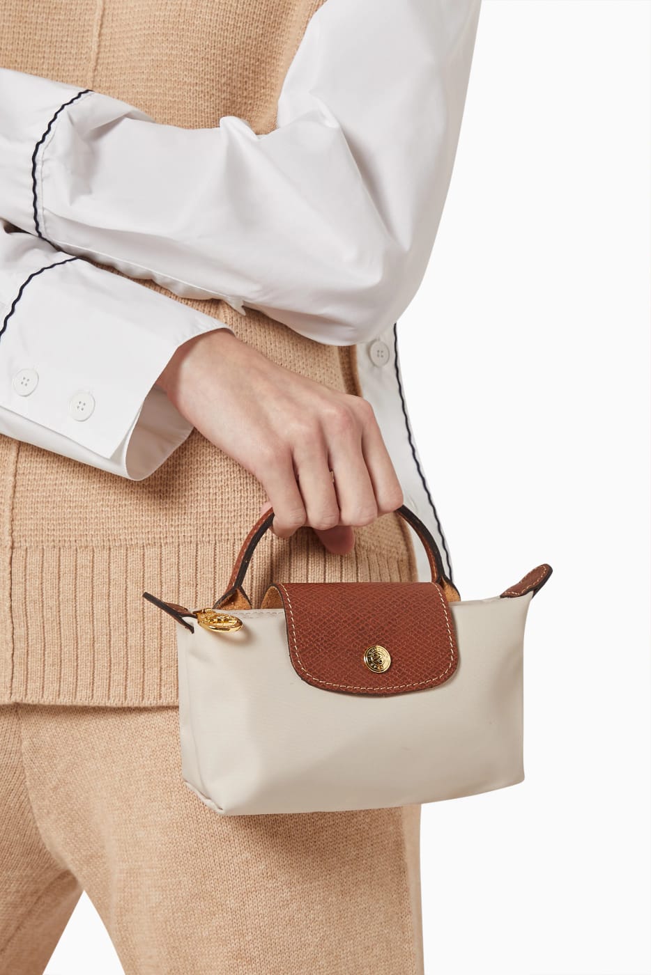 L-C Mini Crossbody Bag for Girls with Long Strap (White)