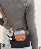 L-C Mini Crossbody Bag for Girls with Long Strap (Black)