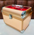 Portable Hard Shell Cosmetic Travel Case – Makeup Organizer Box for Girls & Women (Gold)