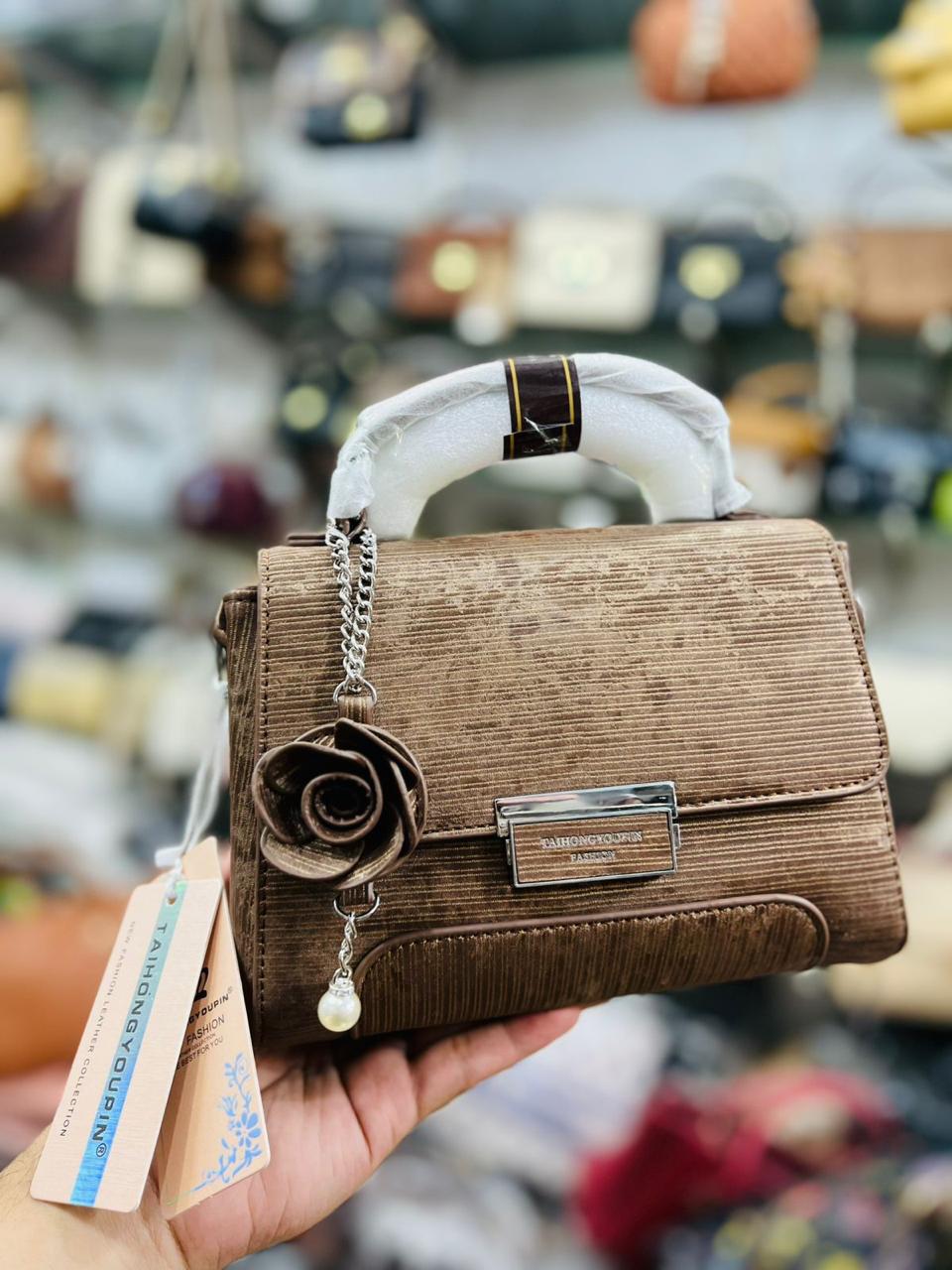Taihohg Branded Leather Handbag & Crossbody Bag for Women (Brown)