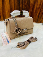 Taihohg Branded Leather Handbag & Crossbody Bag for Women (Beige)