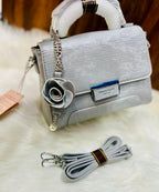 Taihohg Branded Leather Handbag & Crossbody Bag for Women (Silver)