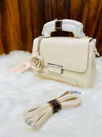 Taihohg Branded Leather Handbag & Crossbody Bag for Women (Cream)