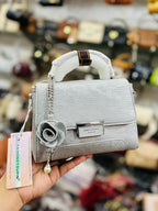 Taihohg Branded Leather Handbag & Crossbody Bag for Women (Silver)