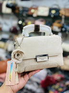 Taihohg Branded Leather Handbag & Crossbody Bag for Women (Cream)