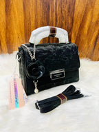 Taihohg Branded Leather Handbag & Crossbody Bag for Women (Black)