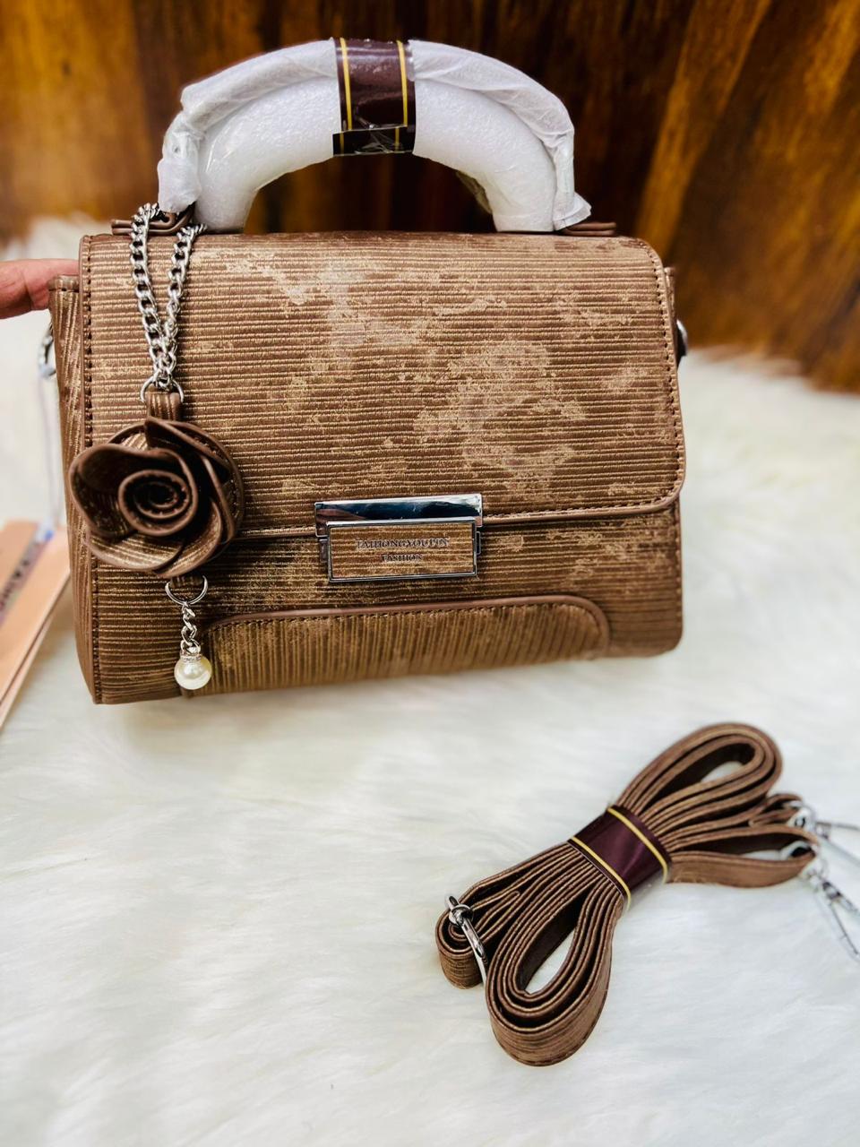 Taihohg Branded Leather Handbag & Crossbody Bag for Women (Brown)