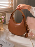 Women's Moon Bag – Stylish Everyday Handbag (Brown)