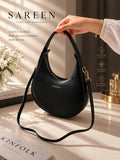 Women's Moon Bag – Stylish Everyday Handbag (Black)