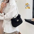 Stone Embellished Handbag & Crossbody Bag with Chain Strap (Black)