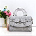 Women's Handbag & Crossbody Bag with Front Lock (Grey)