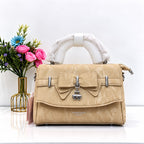 Women's Handbag & Crossbody Bag with Front Lock (Beige)