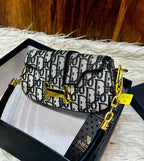 Women's Crossbody Bag with Long Strap – Printed Design (Black)