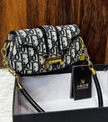 Women's Crossbody Bag with Long Strap – Printed Design (Black)