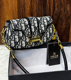 Women's Crossbody Bag with Long Strap – Printed Design (Black)