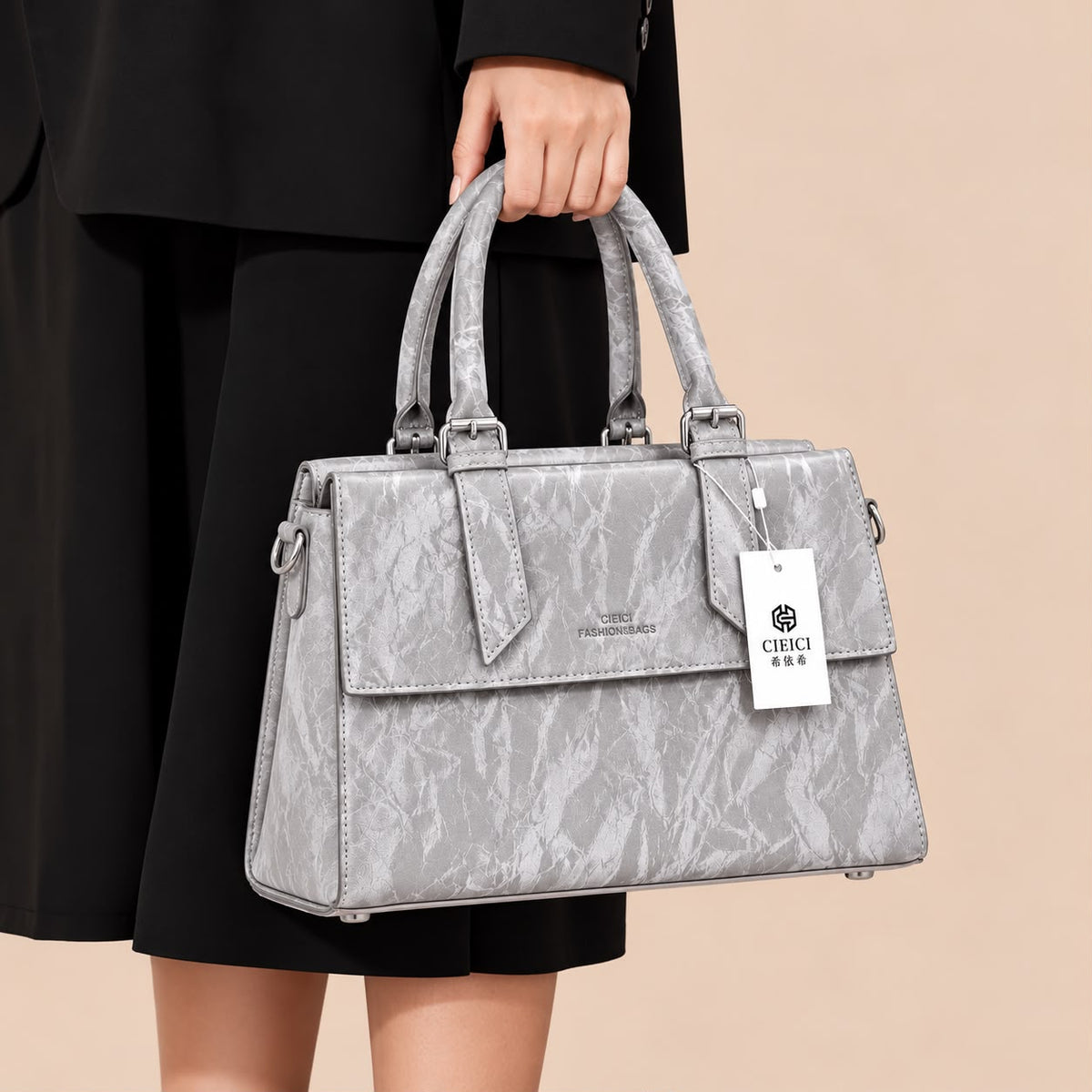 Women's Handbag with Long Strap – Everyday Style (Grey)