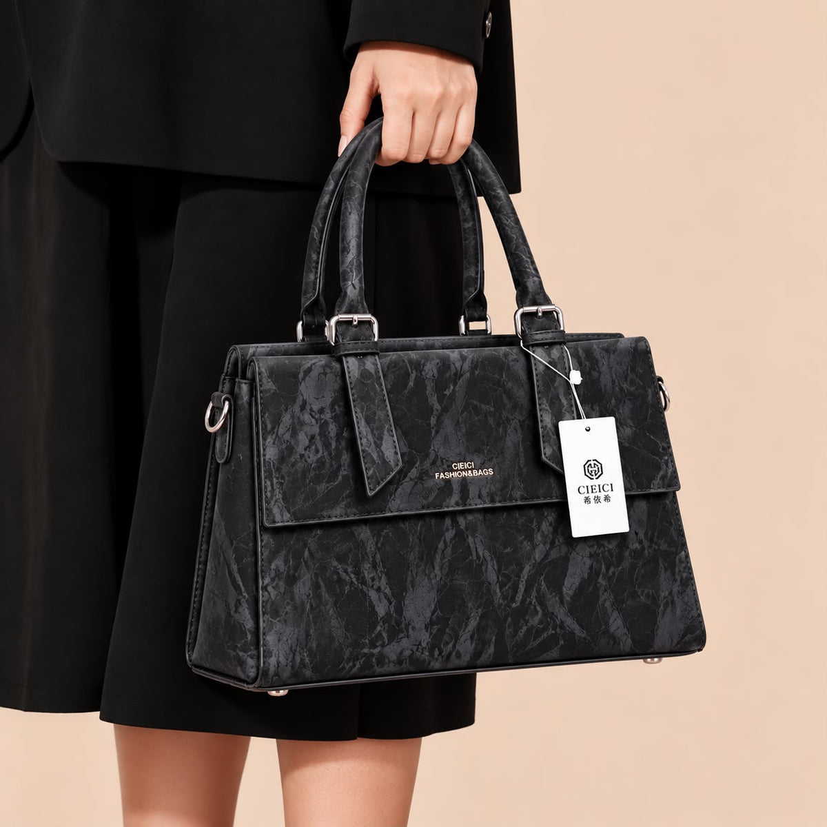 Women's Handbag with Long Strap – Everyday Style (Black)