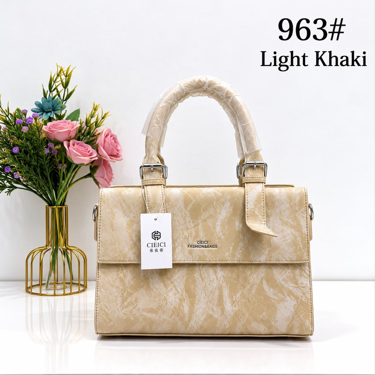 Women's Handbag with Long Strap – Everyday Style (Beige)