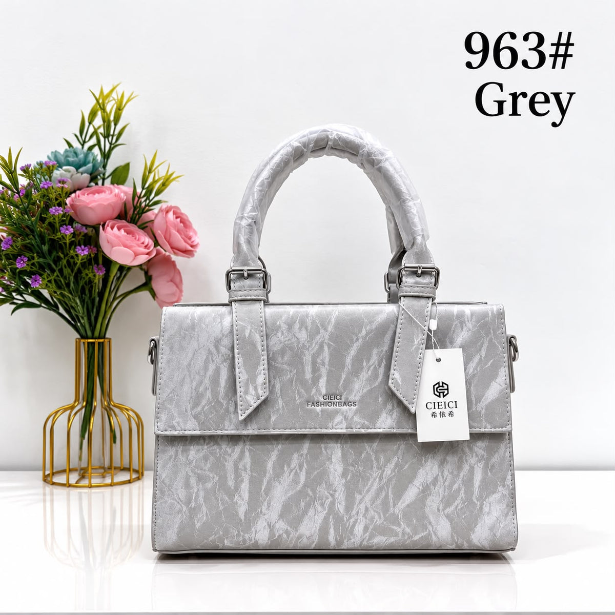 Women's Handbag with Long Strap – Everyday Style (Grey)