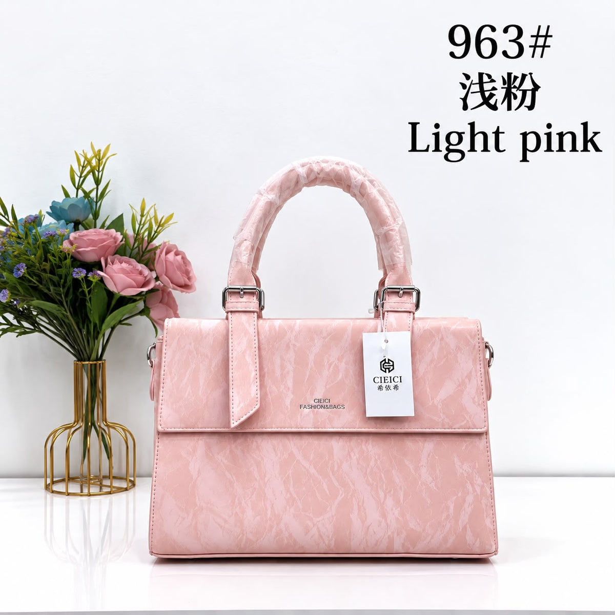 Women's Handbag with Long Strap – Everyday Style (Pink)