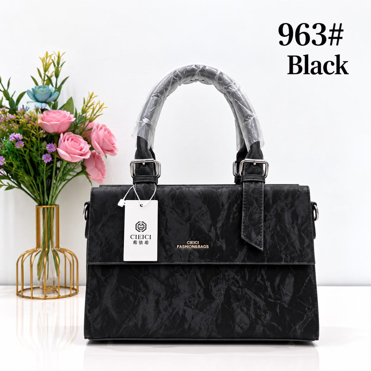 Women's Handbag with Long Strap – Everyday Style (Black)