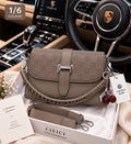 Women's Crossbody Bag with Cherry Keychain – Long Strap (Brown)