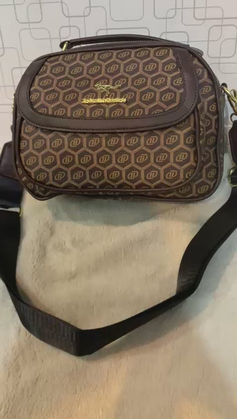 Medium Crossbody Bag for Women & Girls – Unique Handle Design (Brown)
